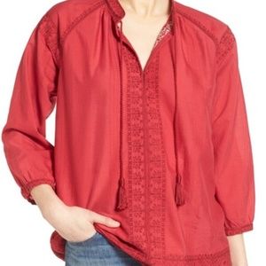 Madewell 'Camelia' Embroidered Tassel Accent Top